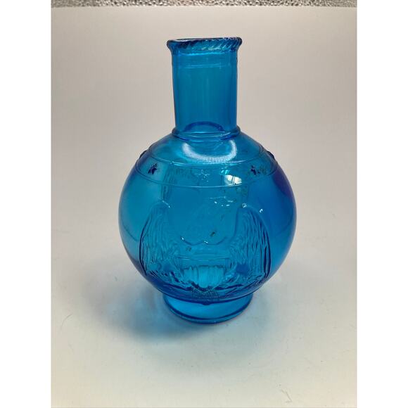 Wheaton Glass Blue Eagle Fire Extinguisher Bottle - Vintage Hurricane Lamp Shade - Picture 1 of 12